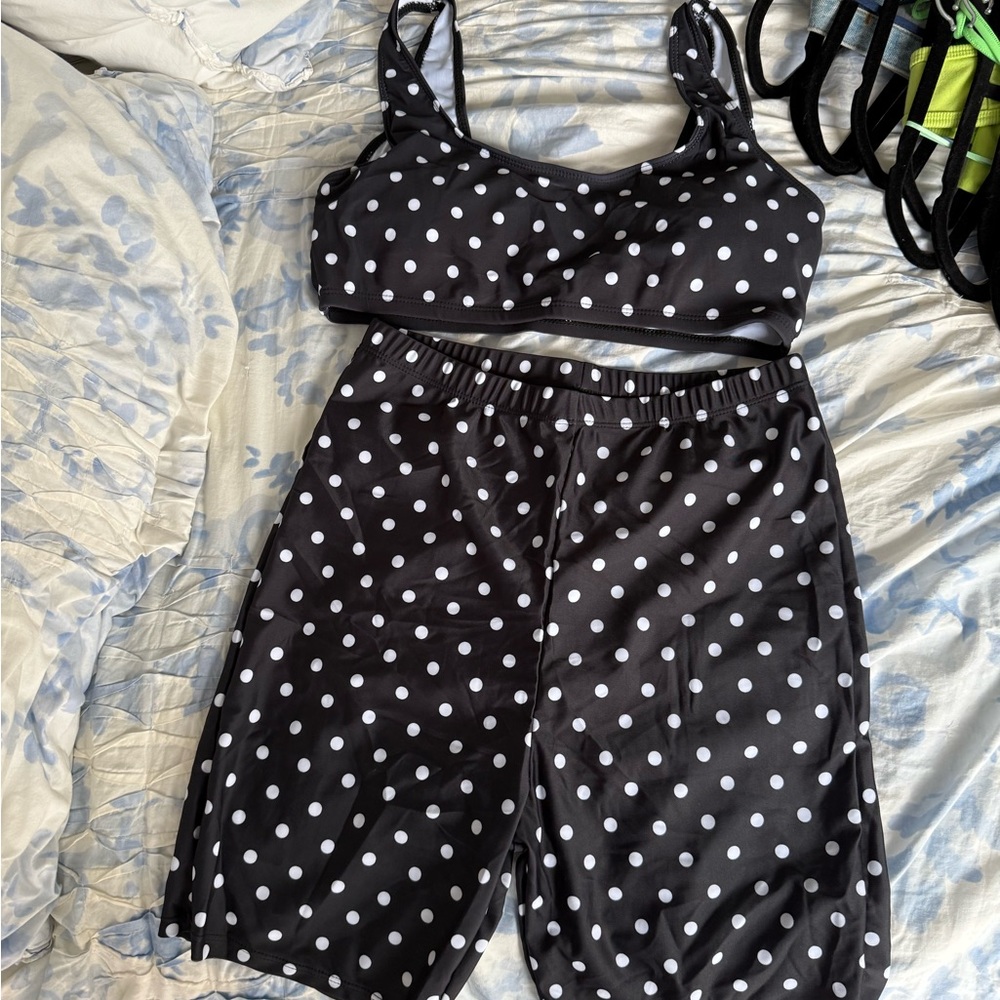 Black and White Polka Dot Two-Piece Set